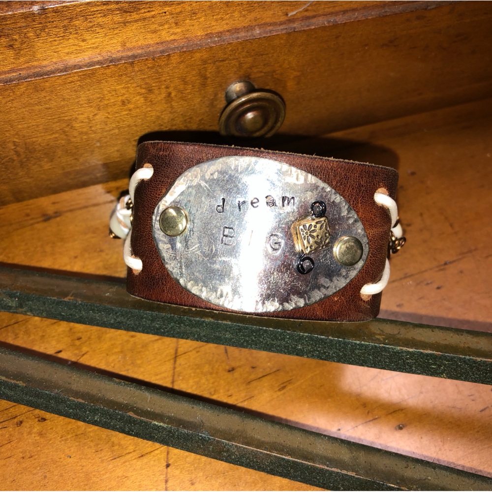 Dream Big Leather Cuff Bracelet View 2